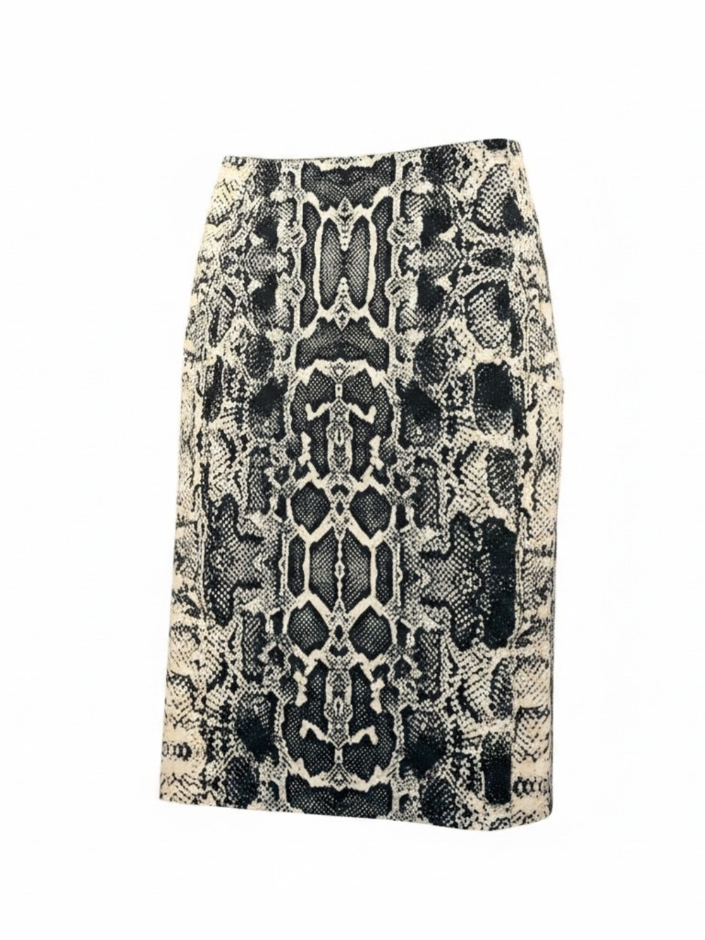 Mango Snake-Print Midi Skirt — Black & Cream